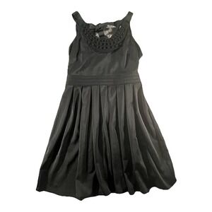 Ann Taylor LOFT Black Dress 8 Zip Tie Back Sleeveless Decorative accent Buttons‎